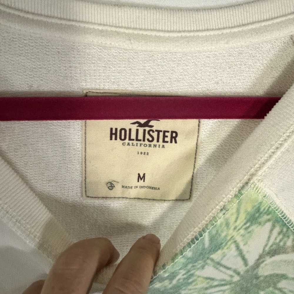 Hollister Womens Sweater Medium White Sheer Front Long Sleeve Pullover Tropical - Picture 2 of 10